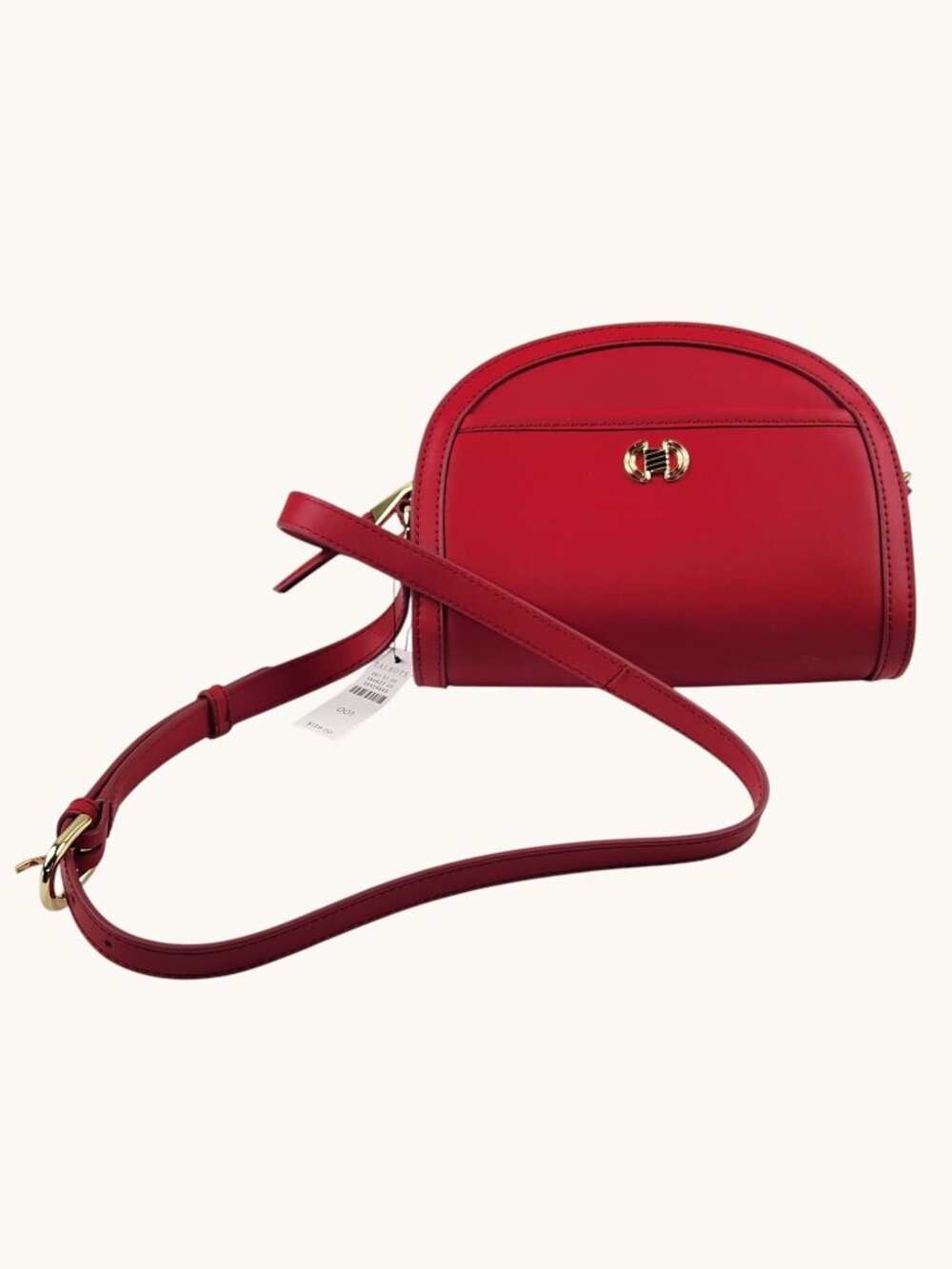 Talbots Rory Nappa Moon Crossbody Bag Red Leather Small NWT Gold Hardware